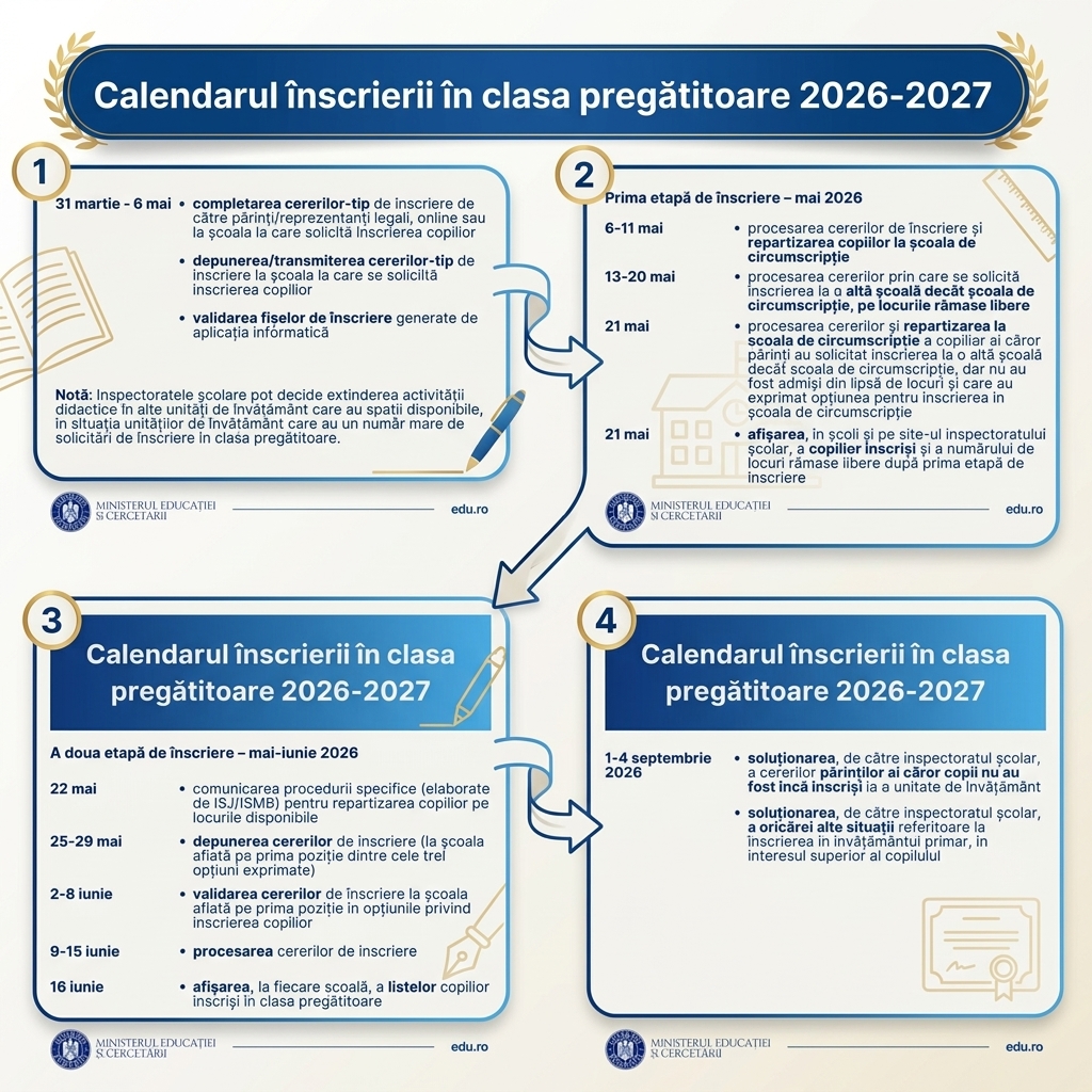 Calendarul înscrierii în clasa pregătitoare 2026-2027